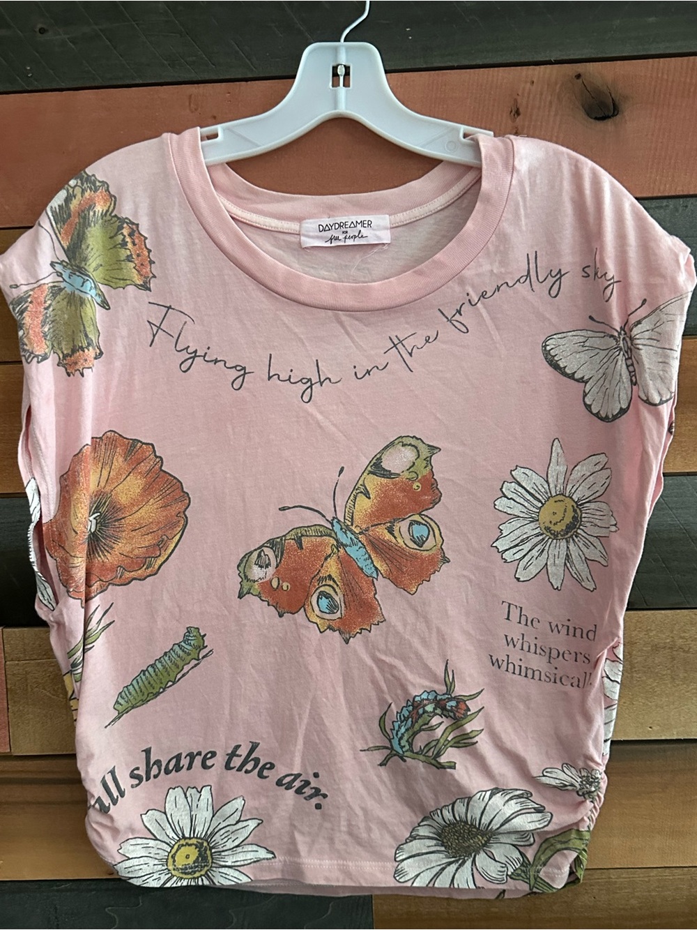 Daydreamer for Free People butterfly and floral crop tee
